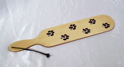 woodrage engraved spanking paddle paw print cutouts 