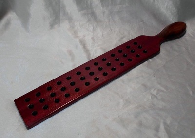 Woodrage purpleheart spanking paddle with holes